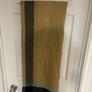 River Island Oversized Beige Tartan Scarf With Frayed Hem
